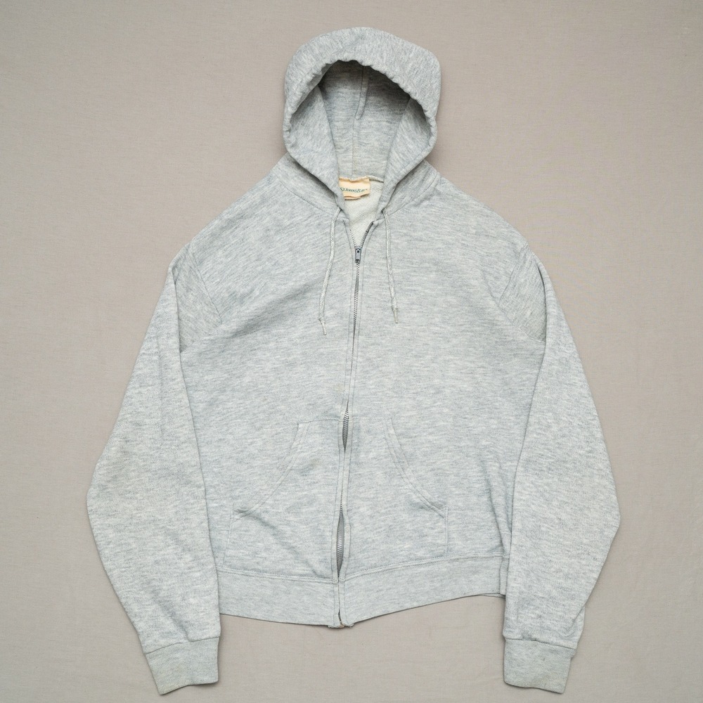 Vintage 70s 80s St Johns Bay Zip‎ Up Heather Gray Tri Blend Hoodie LT Soft Cozy
